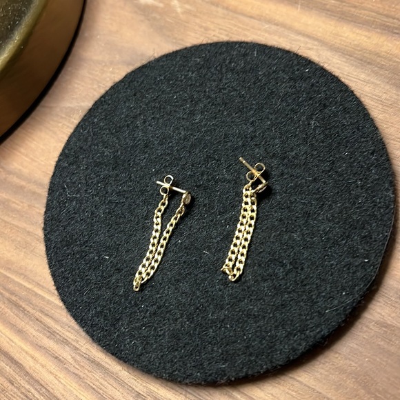 Babygold Cuban Link drop chain Diamond earrings - Picture 5 of 8